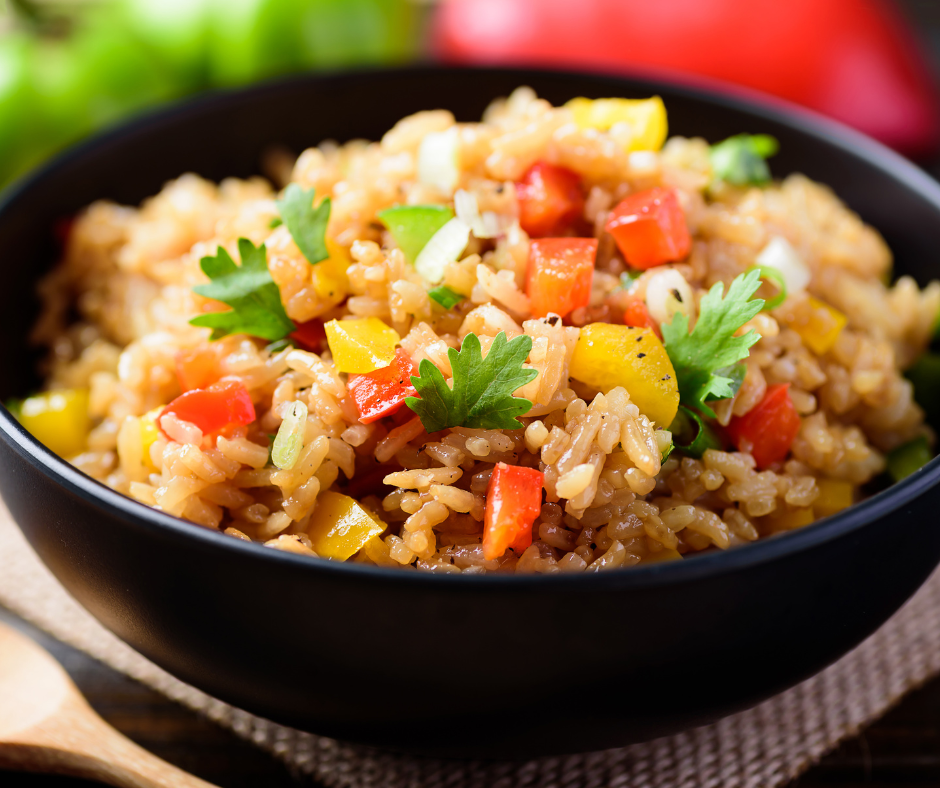 Cooked rice in a bowl