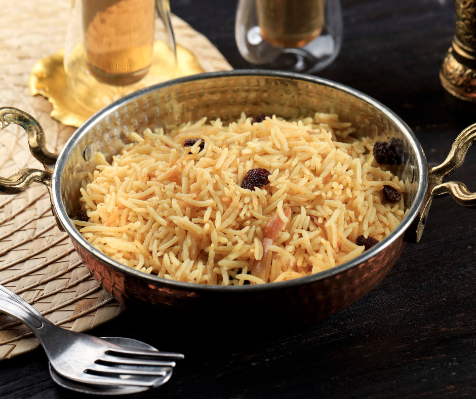 Cooked rice in a bowl