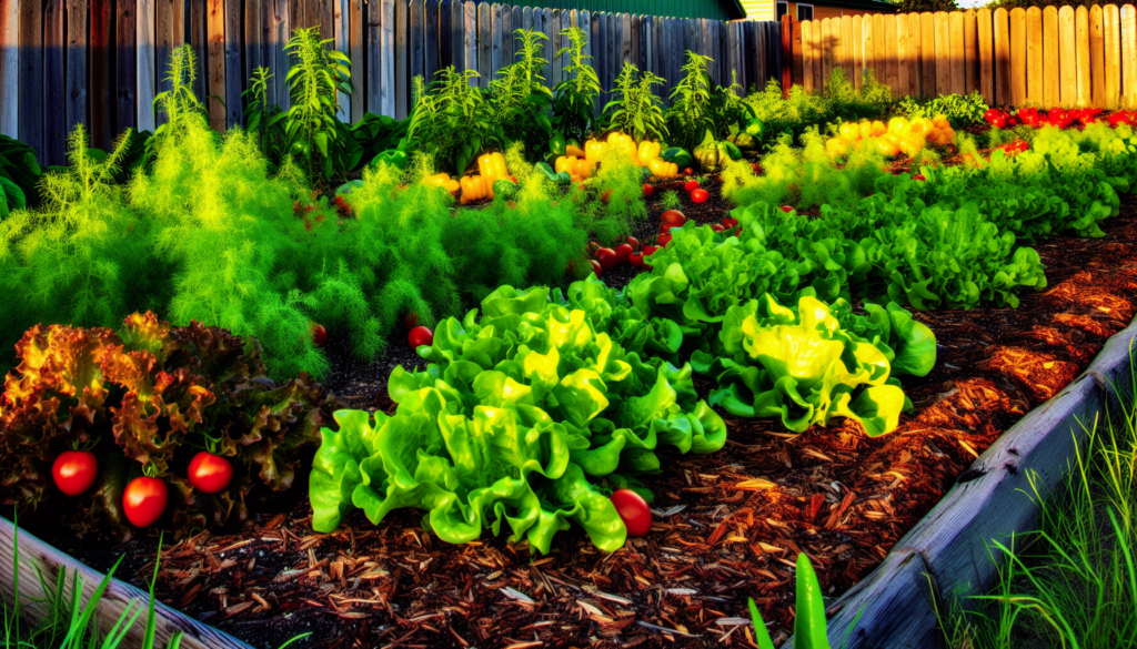 Vegetable garden with compost mulch